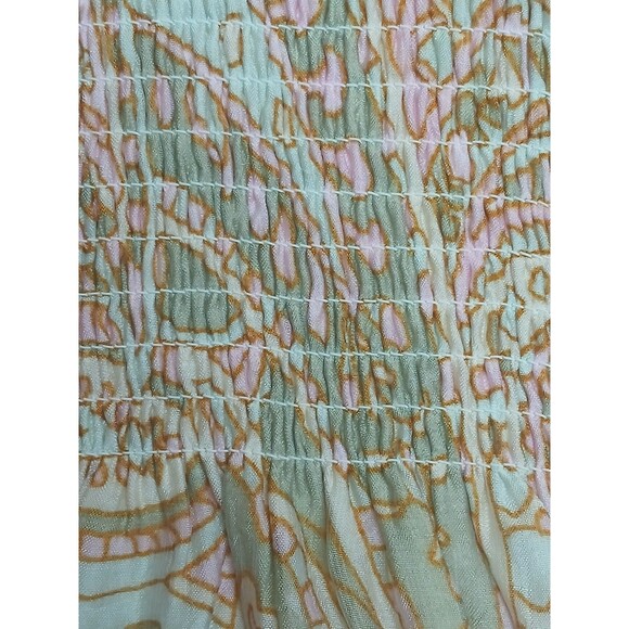 MINKPINK Sz M Catalina Mini Dress. Multicolor Pink Paisley Smocked Waist NWT - Picture 7 of 16